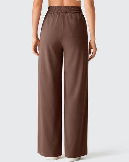Pantalones Anchos Chillwhisp Palazzo Fluidos con Abertura Lateral y Cordón Ajustable