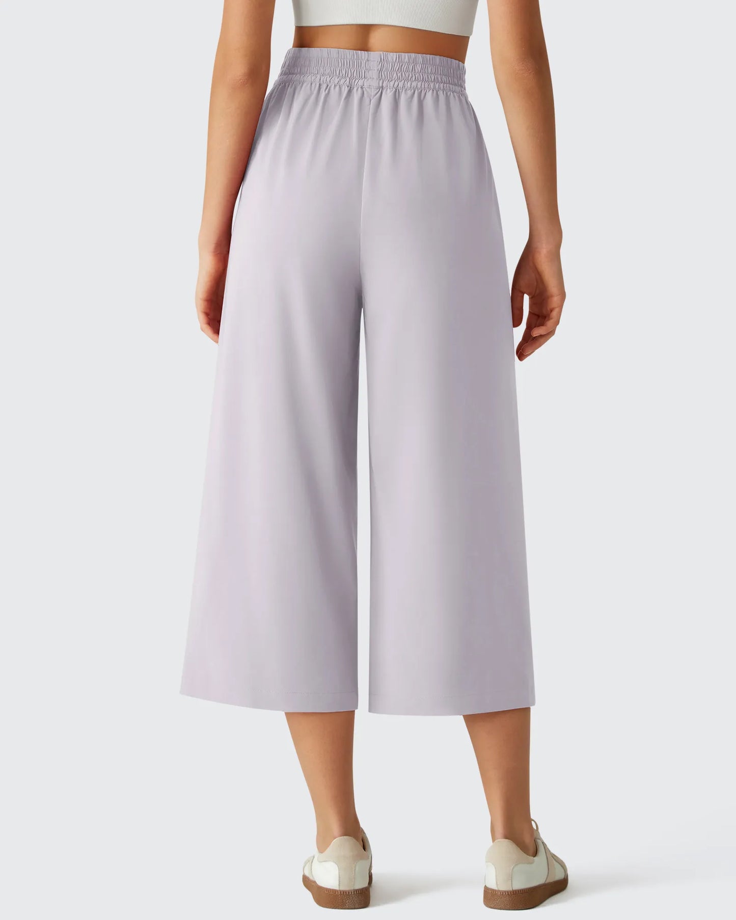 Chillwhisp Pantalones Capri de Pierna Ancha y Fluida con Cintura Elástica 20''