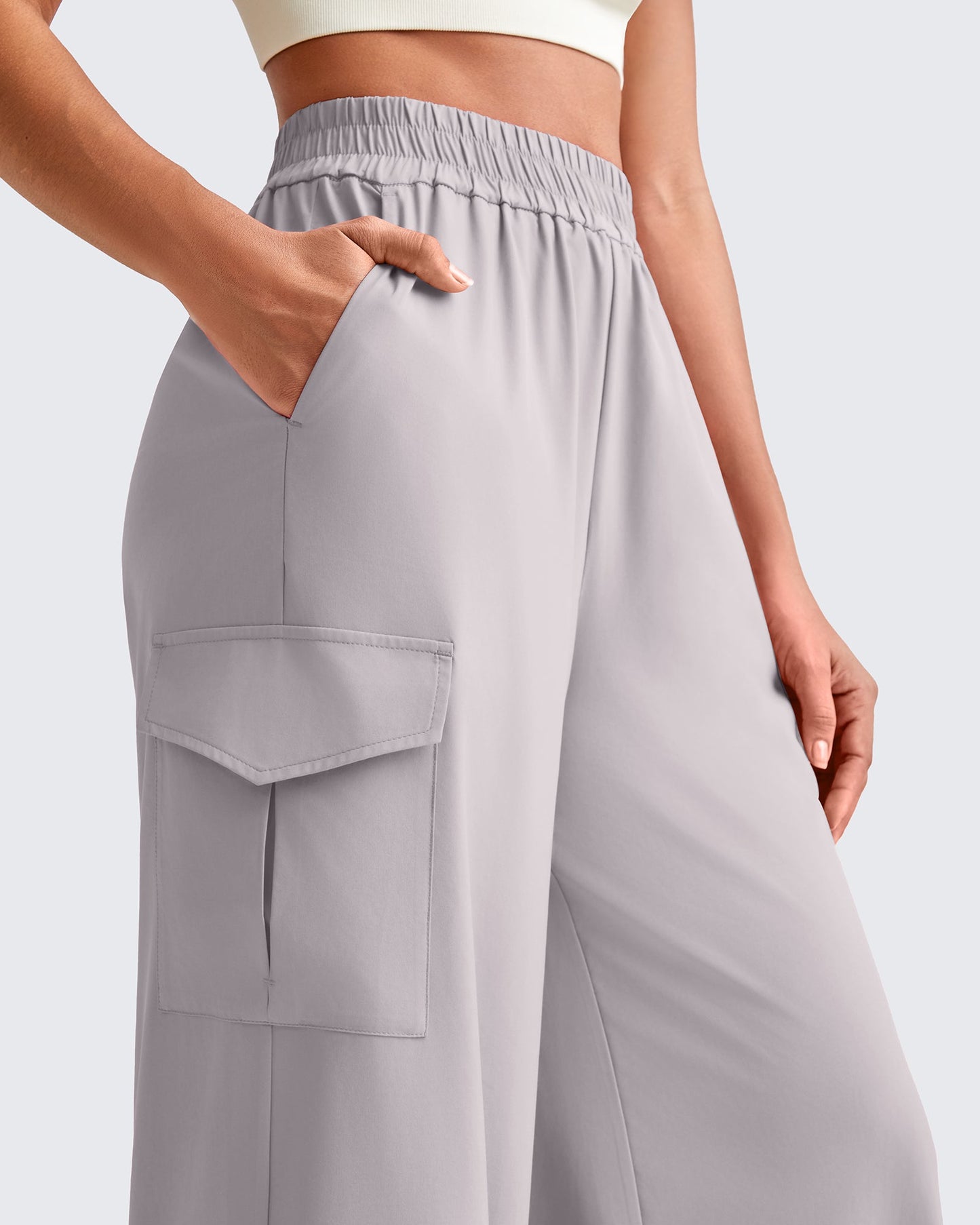 Pantalones Cargo de Pierna Ancha y Talle Alto Chillwhisp