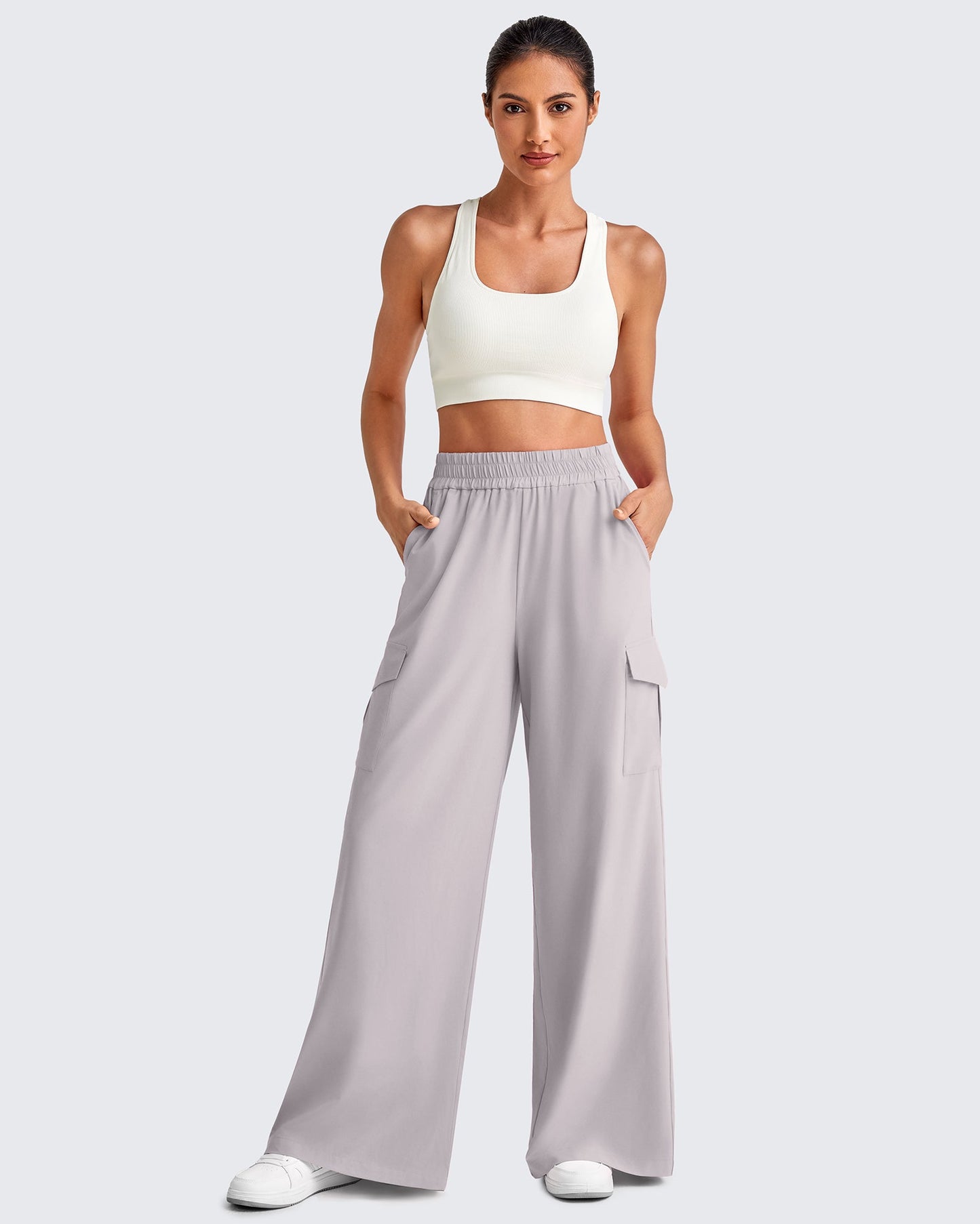 Pantalones Cargo de Pierna Ancha y Talle Alto Chillwhisp