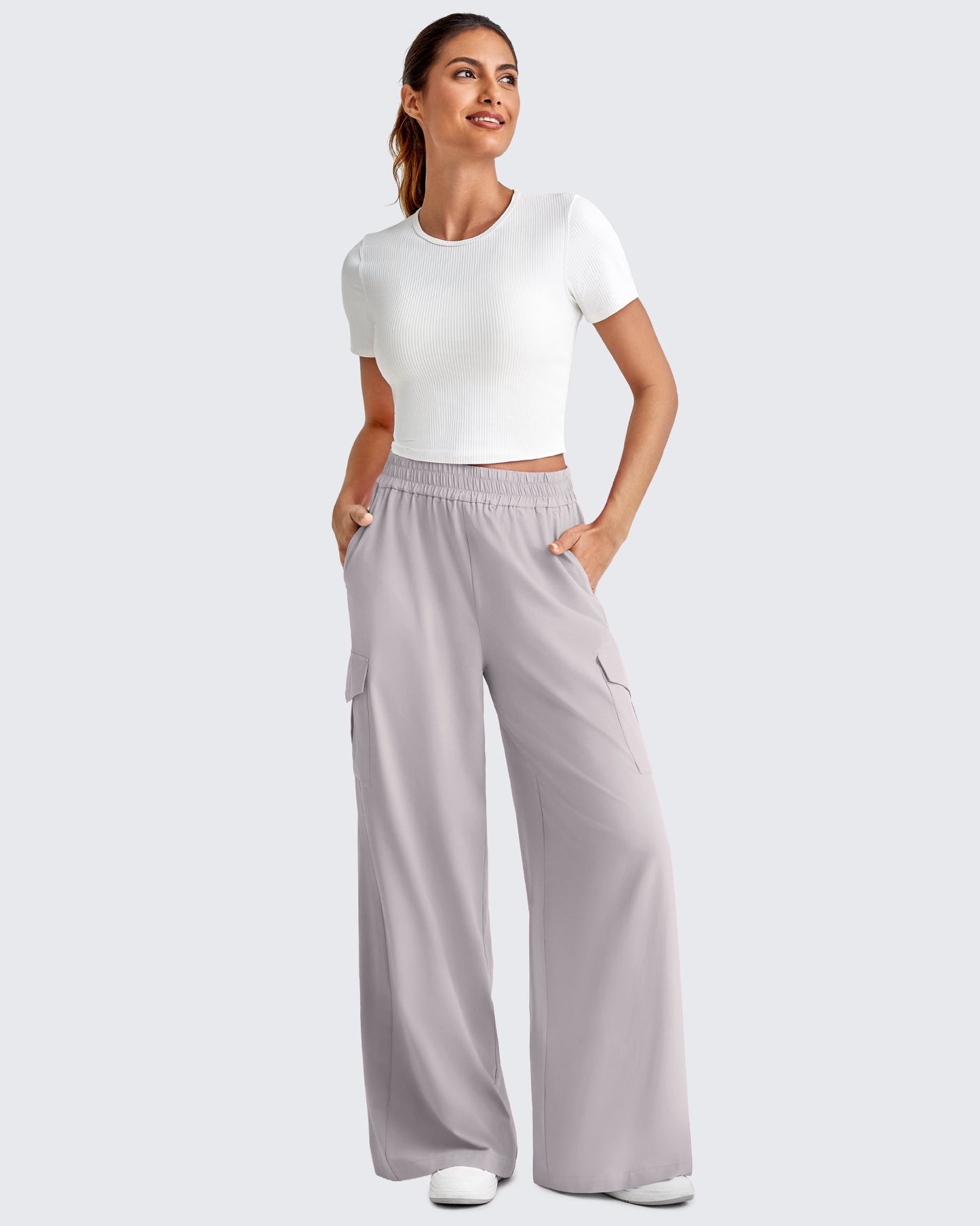 Pantalones Cargo de Pierna Ancha y Talle Alto Chillwhisp