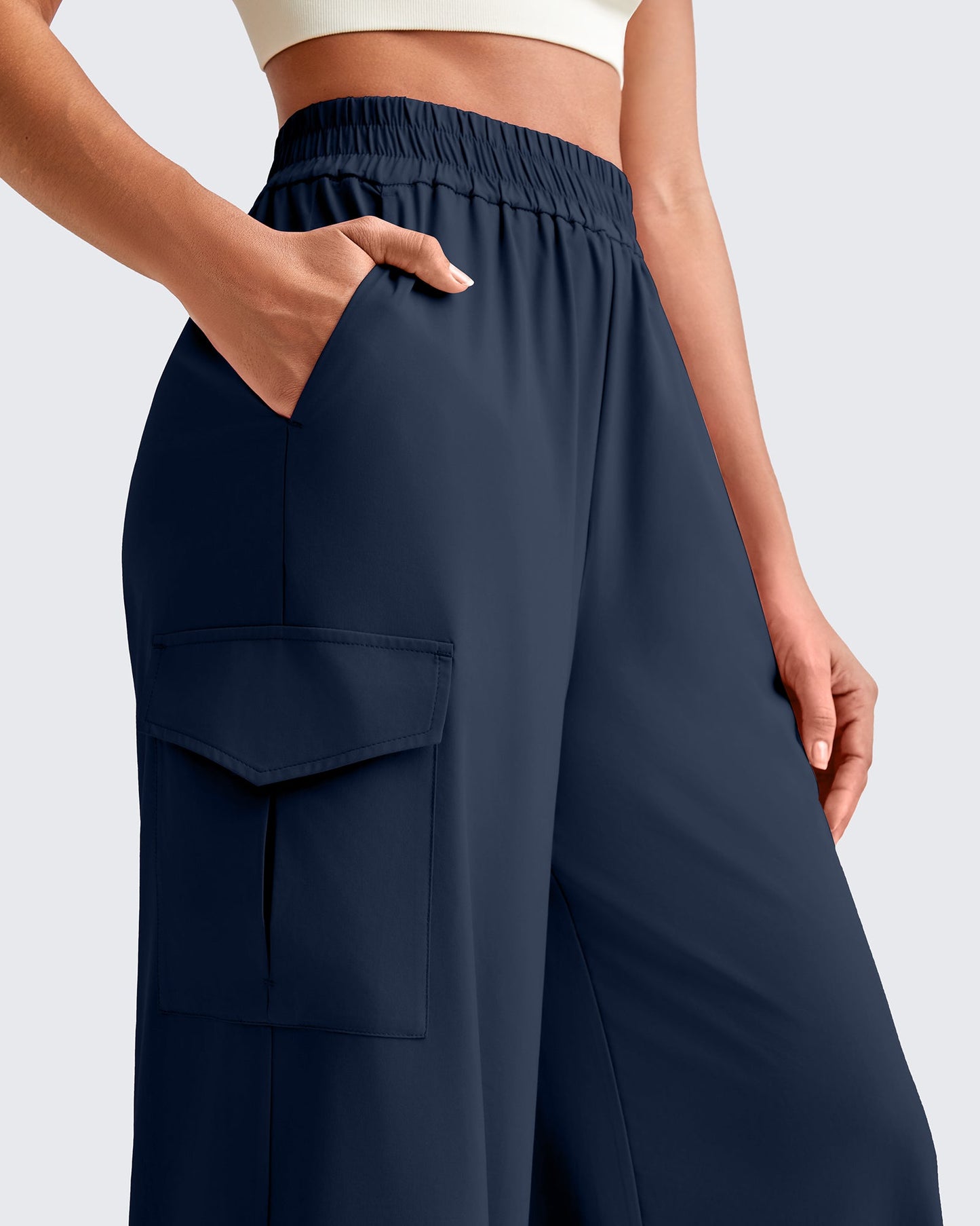 Pantalones Cargo de Pierna Ancha y Talle Alto Chillwhisp