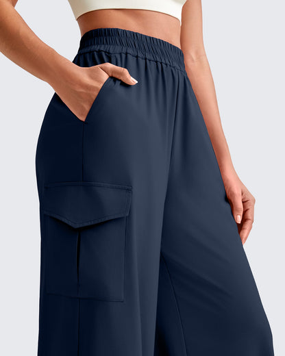 Pantalones Cargo de Pierna Ancha y Talle Alto Chillwhisp