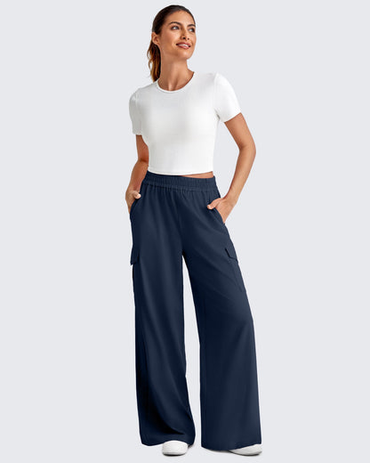 Pantalones Cargo de Pierna Ancha y Talle Alto Chillwhisp