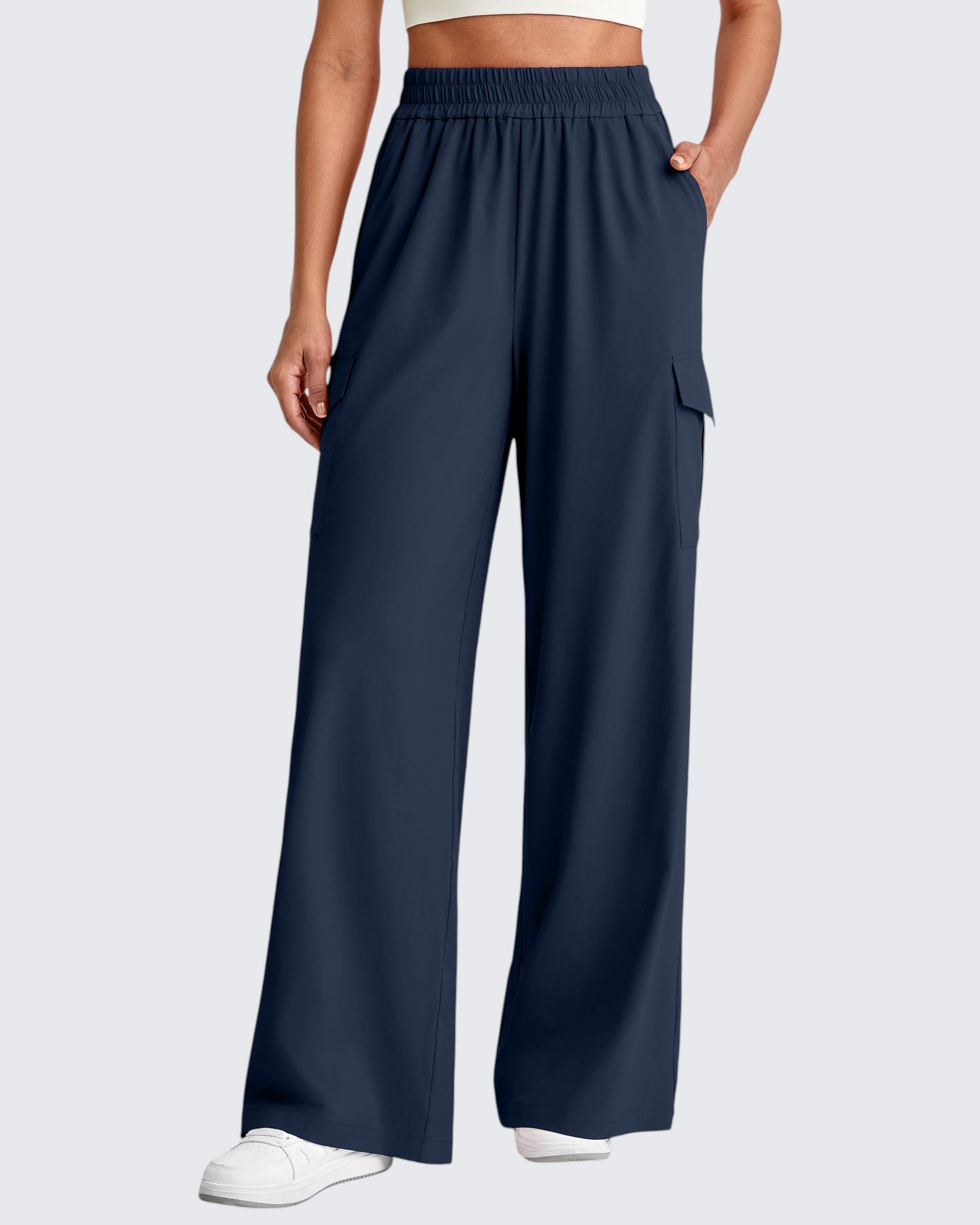Pantalones Cargo de Pierna Ancha y Talle Alto Chillwhisp