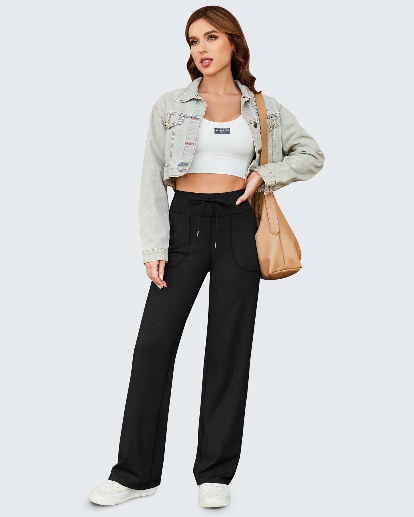 Pantalones de pernera ancha EverGoing de talle alto informales de negocios petite