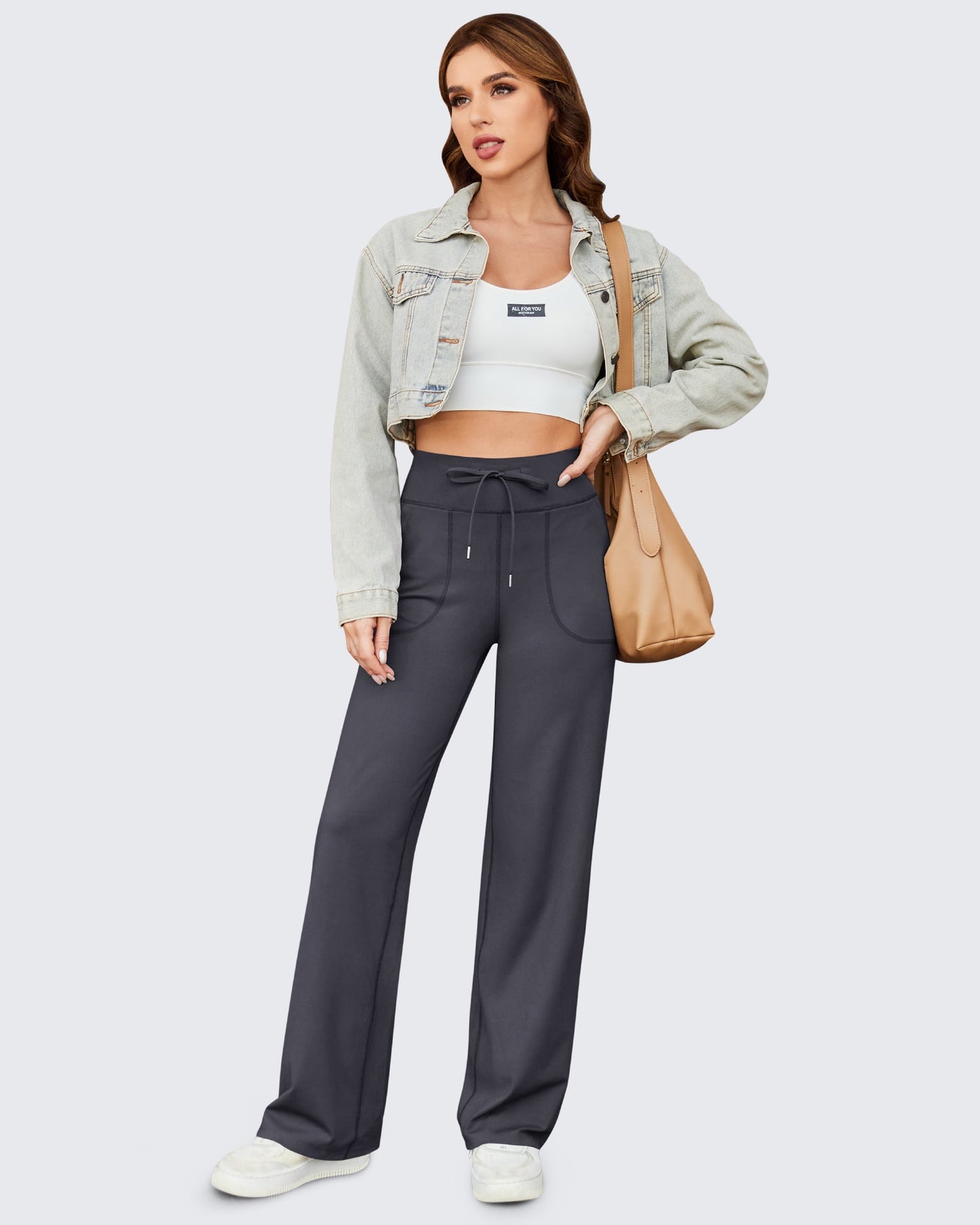 Pantalones de pernera ancha EverGoing de talle alto informales de negocios petite