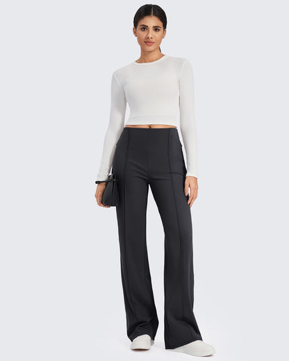 Pantalones de pernera ancha con pliegues delanteros EverGoing Business