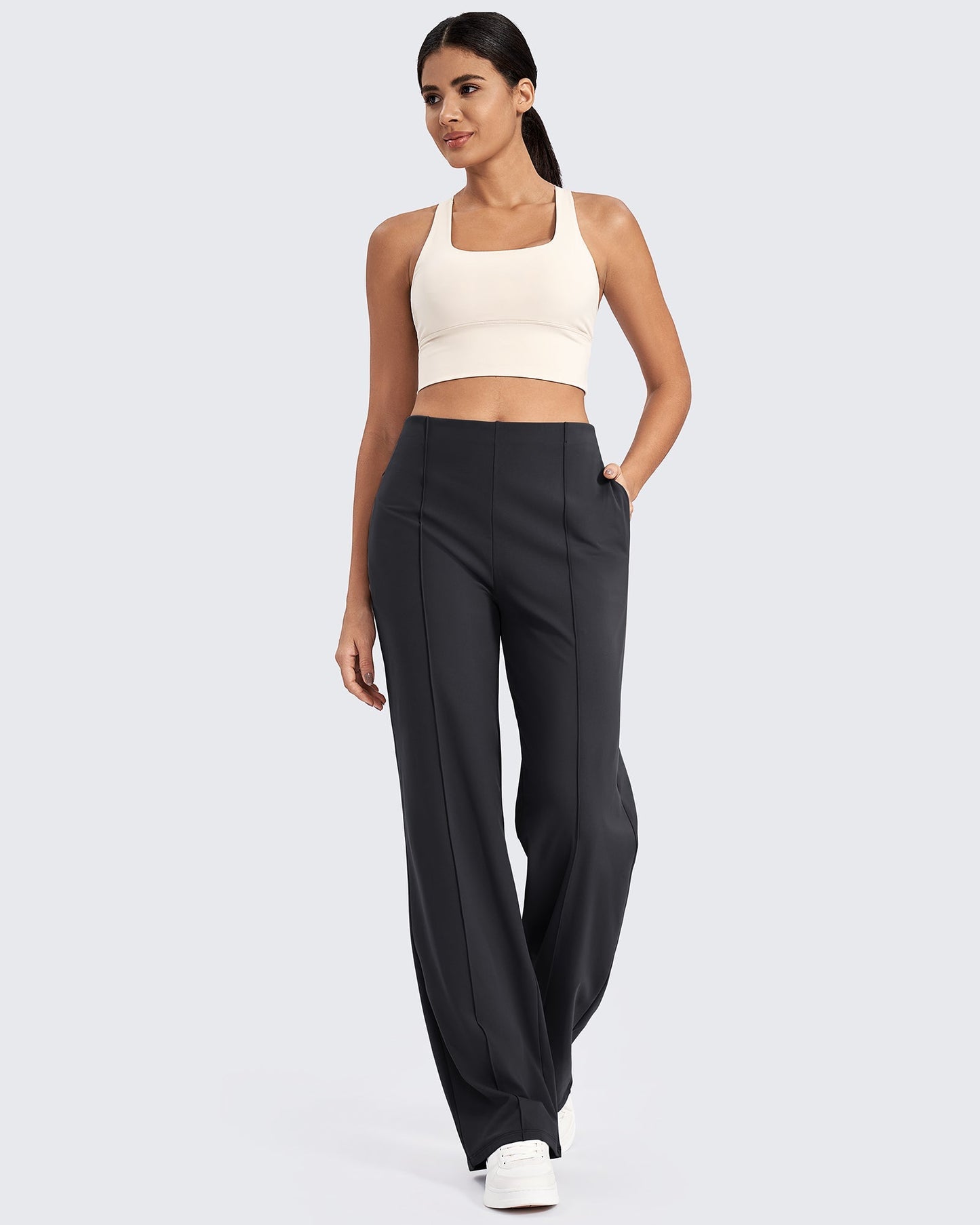 Pantalones de pernera ancha con pliegues delanteros EverGoing Business