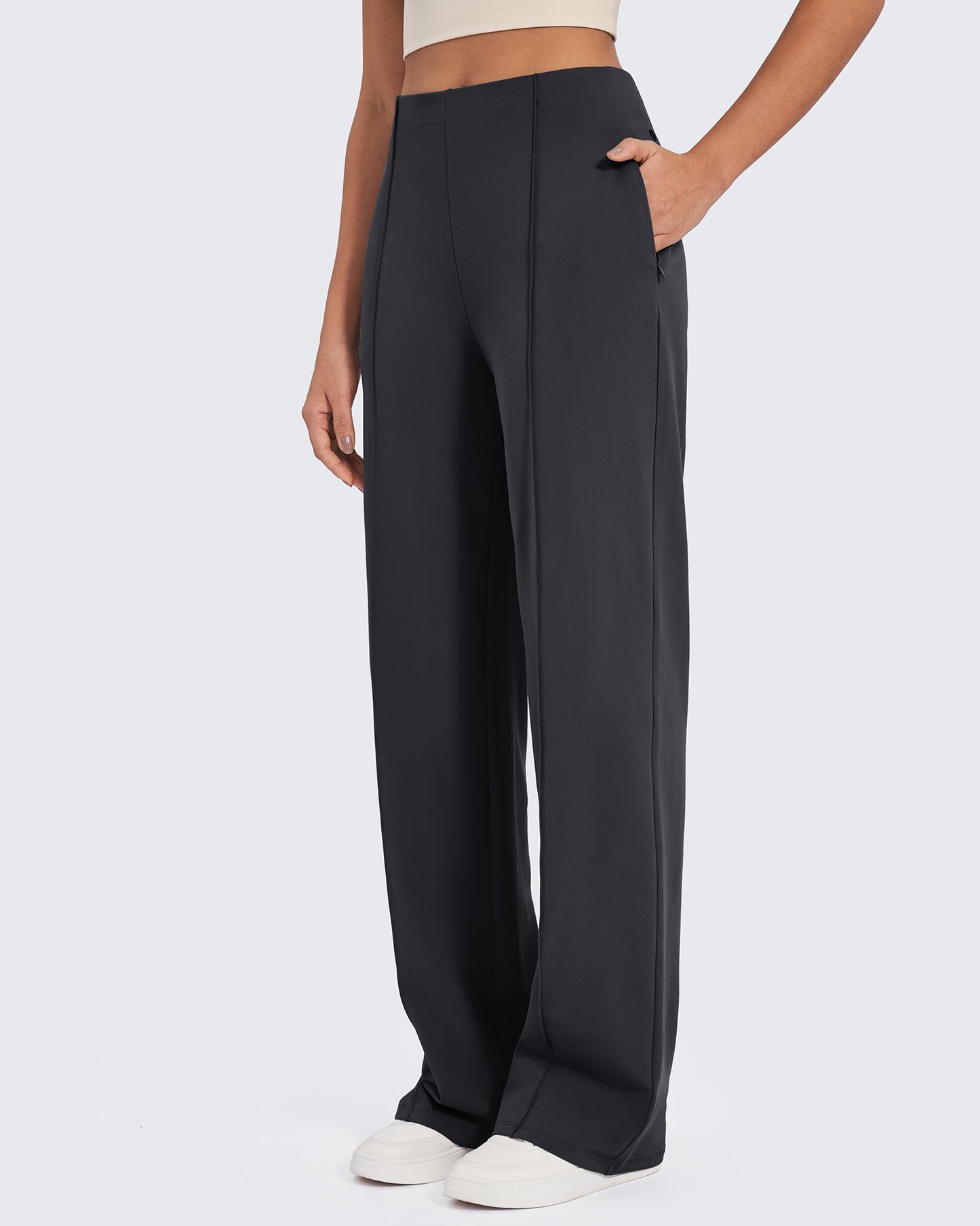 Pantalones de pernera ancha con pliegues delanteros EverGoing Business