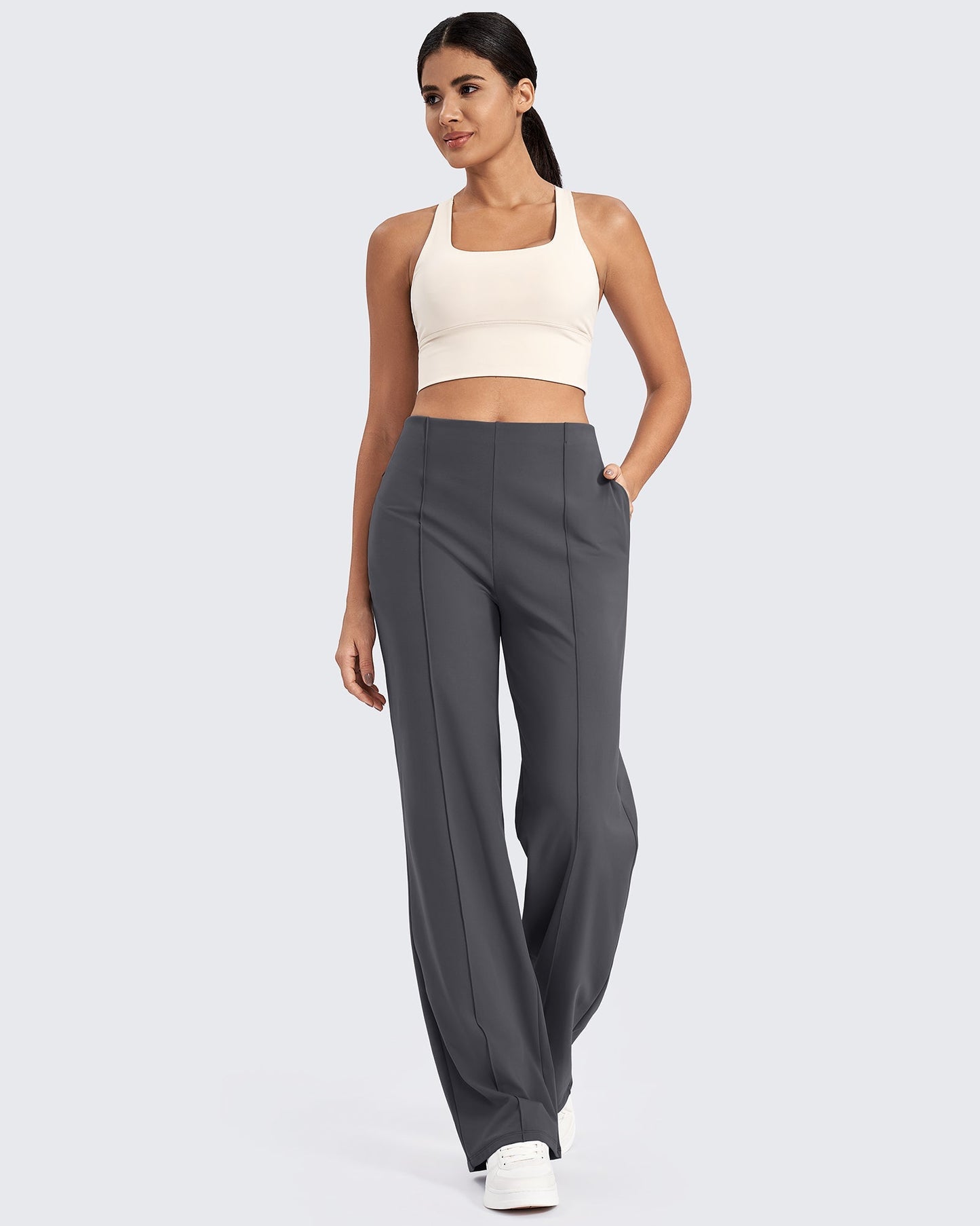 Pantalones de pernera ancha con pliegues delanteros EverGoing Business