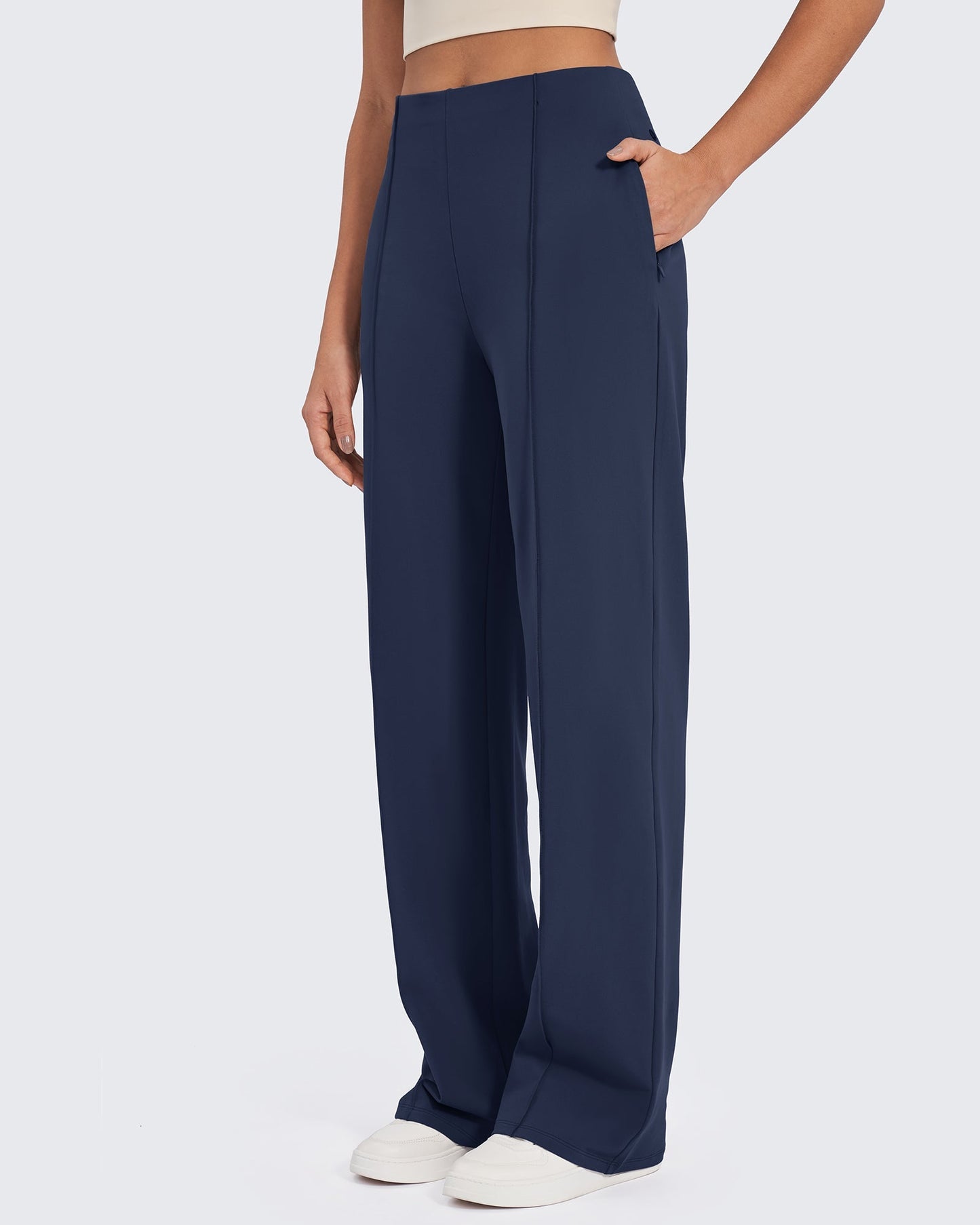 Pantalones de pernera ancha con pliegues delanteros EverGoing Business