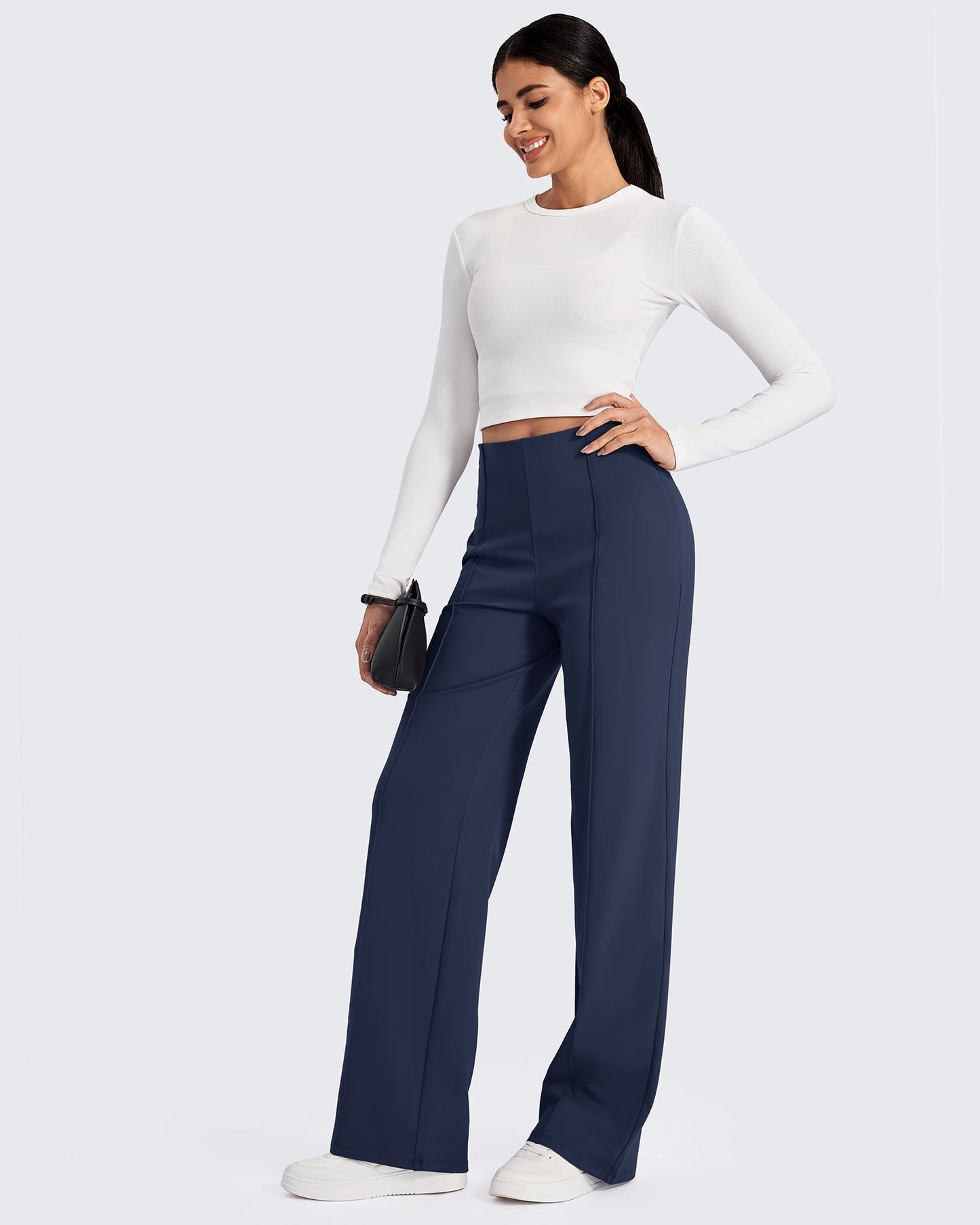 Pantalones de pernera ancha con pliegues delanteros EverGoing Business
