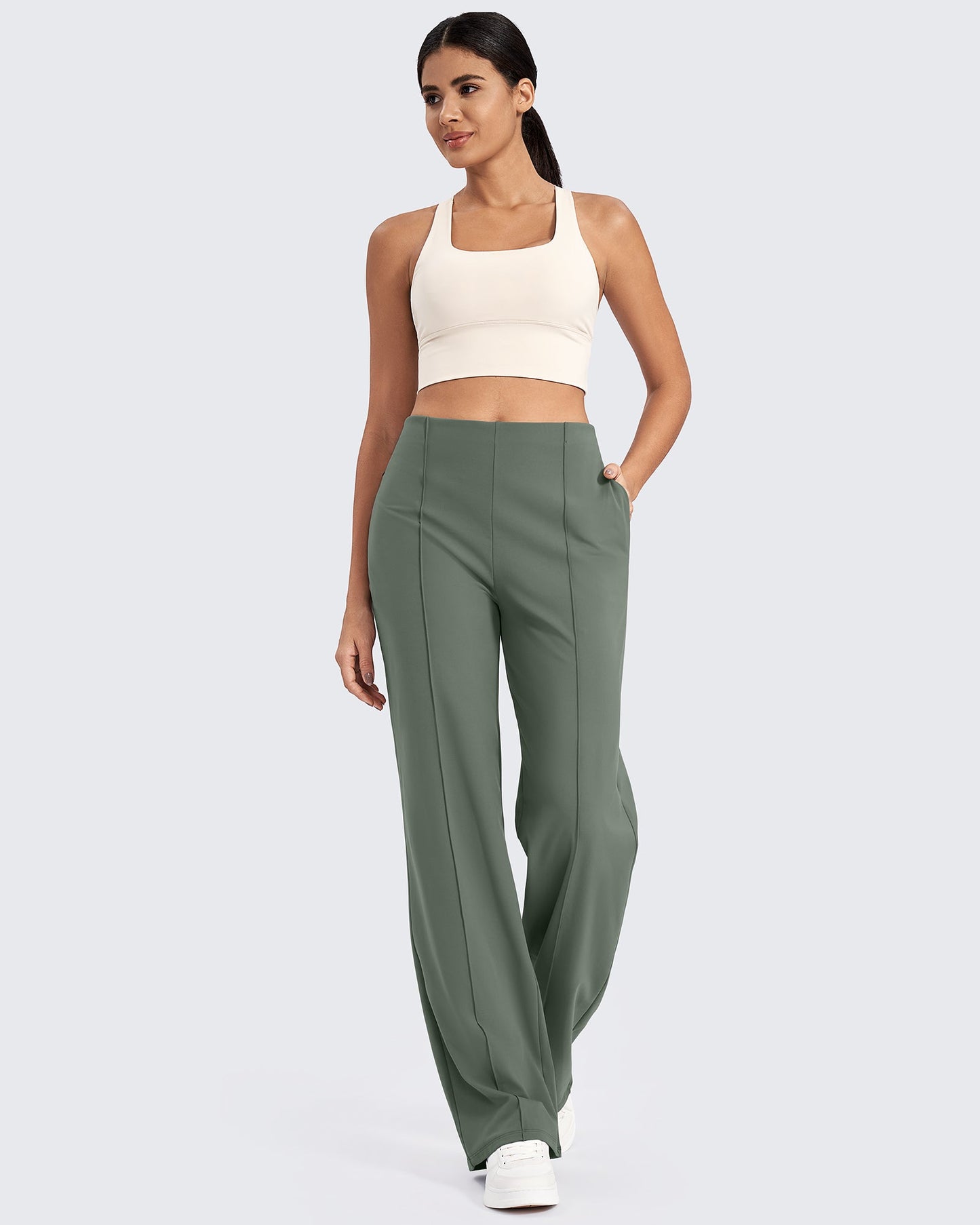 Pantalones de pernera ancha con pliegues delanteros EverGoing Business