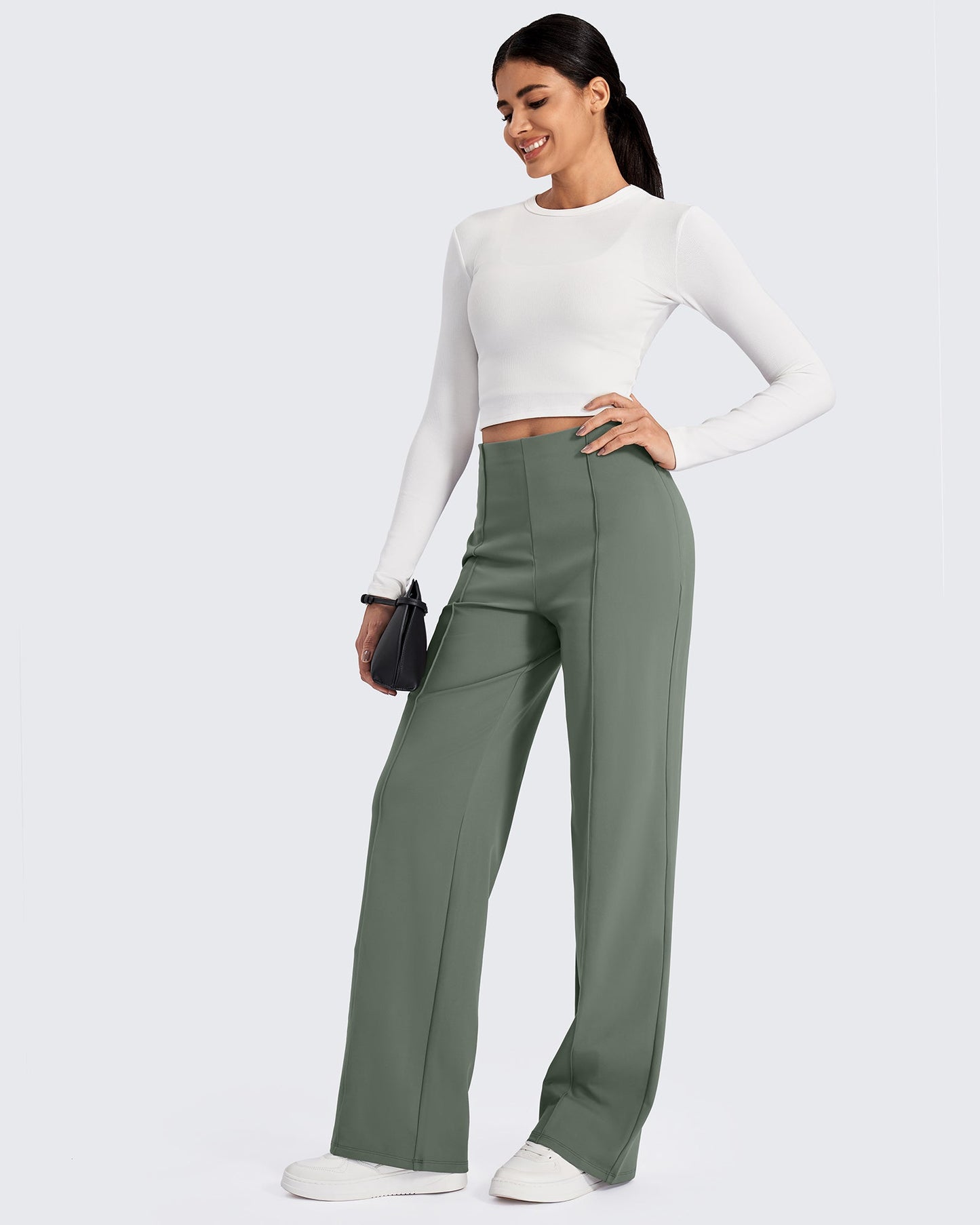 Pantalones de pernera ancha con pliegues delanteros EverGoing Business
