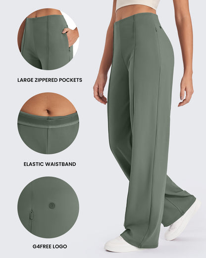 Pantalones de pernera ancha con pliegues delanteros EverGoing Business