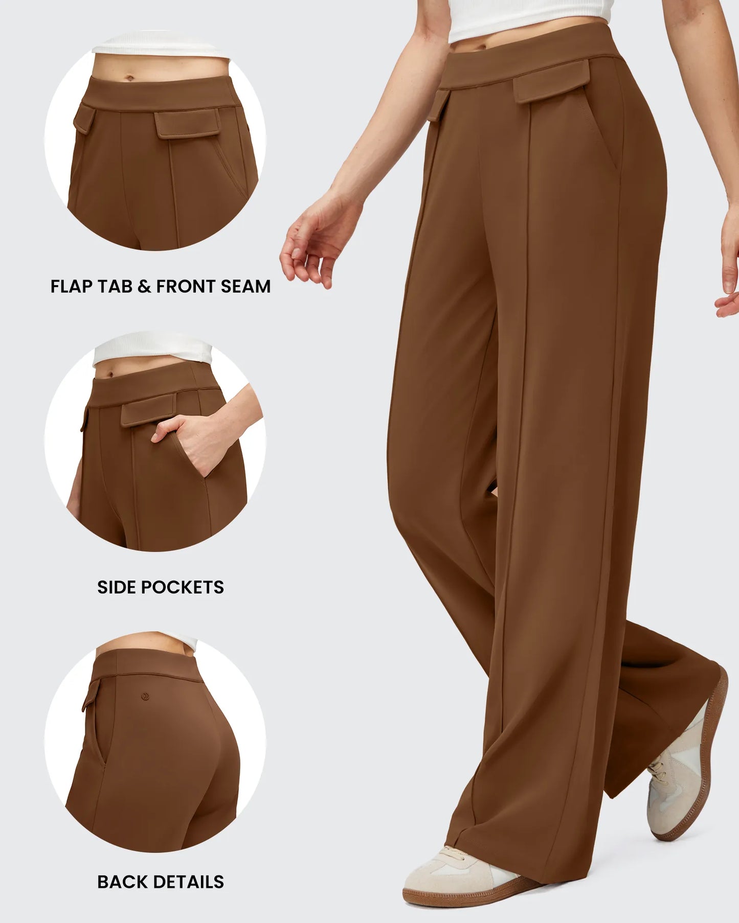 Pantalones Elegantes de Pierna Ancha EverGoing con Bolsillos de Solapa