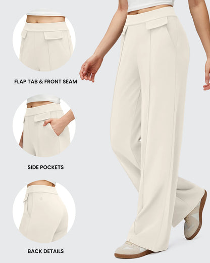 Pantalones Elegantes de Pierna Ancha EverGoing con Bolsillos de Solapa