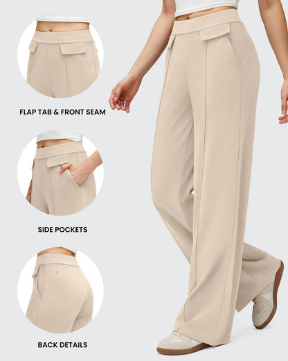 Pantalones Elegantes de Pierna Ancha EverGoing con Bolsillos de Solapa