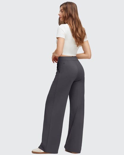 Pantalones Elegantes de Pierna Ancha EverGoing con Bolsillos de Solapa