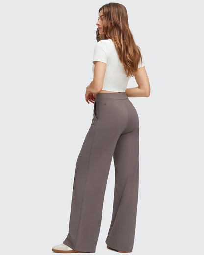 Pantalones Elegantes de Pierna Ancha EverGoing con Bolsillos de Solapa