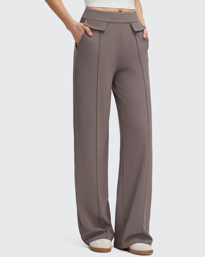 Pantalones Elegantes de Pierna Ancha EverGoing con Bolsillos de Solapa