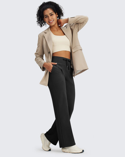 Pantalones EverGoing de cintura alta con cordón y forro polar