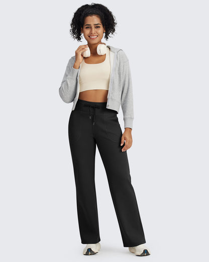 Pantalones EverGoing de cintura alta con cordón y forro polar