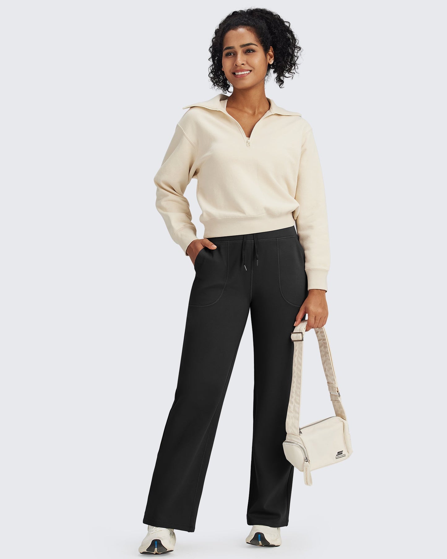 Pantalones EverGoing de cintura alta con cordón y forro polar