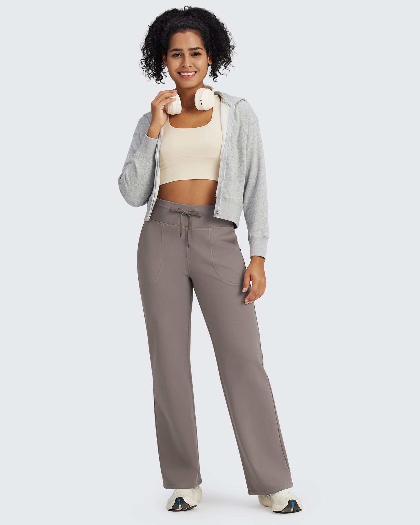 Pantalones EverGoing de cintura alta con cordón y forro polar
