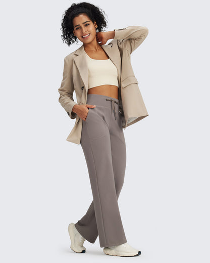 Pantalones EverGoing de cintura alta con cordón y forro polar