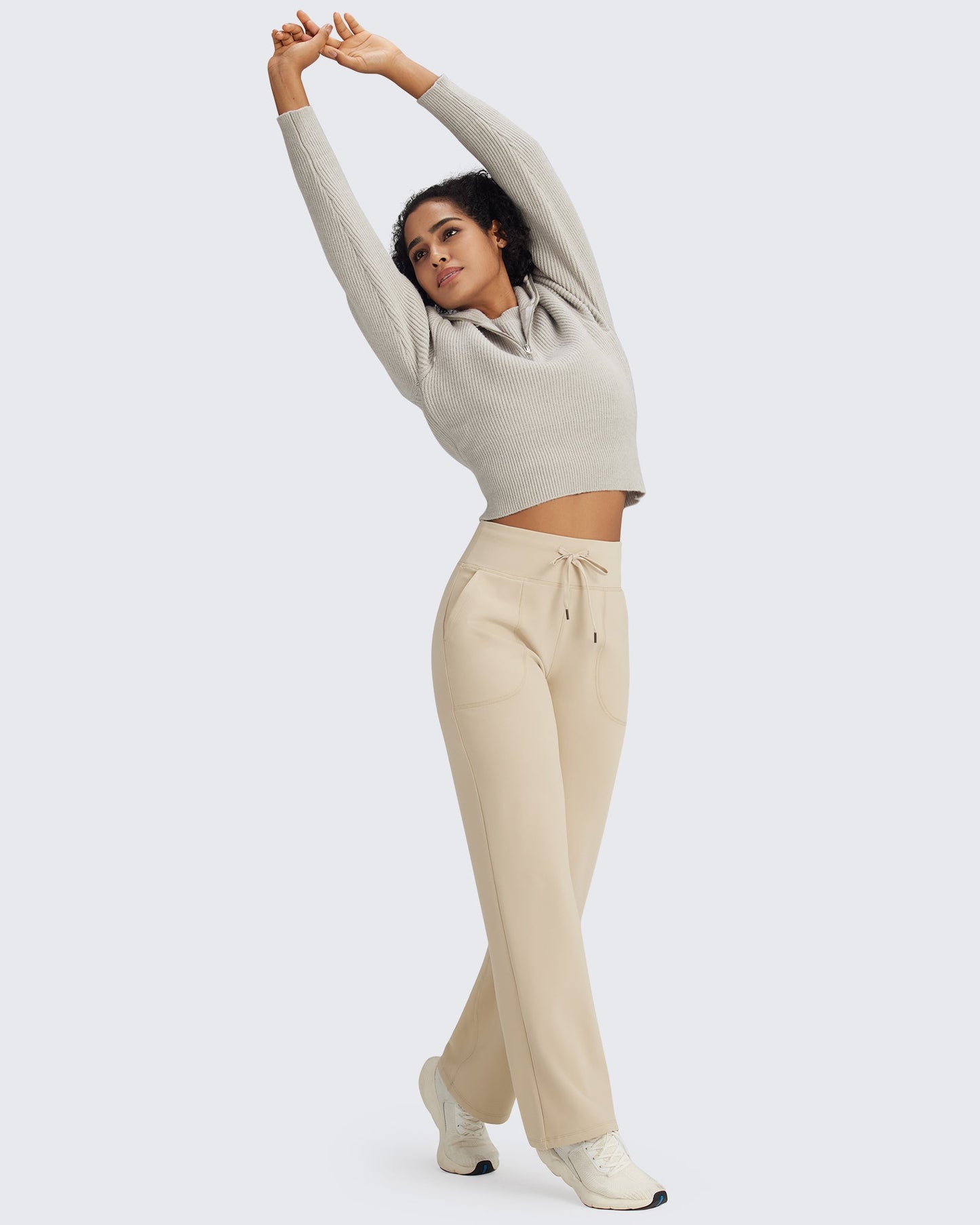 Pantalones EverGoing de cintura alta con cordón y forro polar