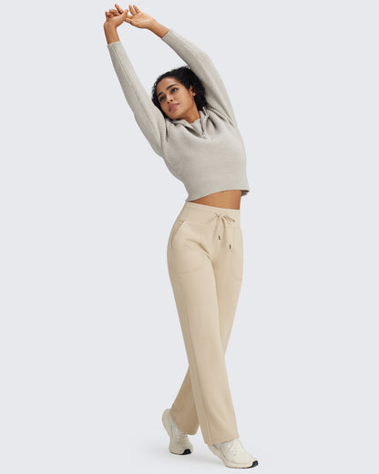 Pantalones EverGoing de cintura alta con cordón y forro polar