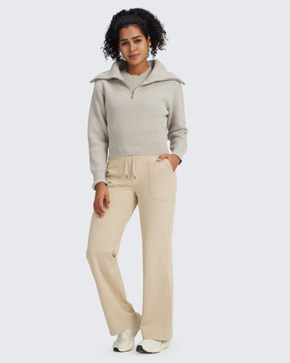 Pantalones EverGoing de cintura alta con cordón y forro polar