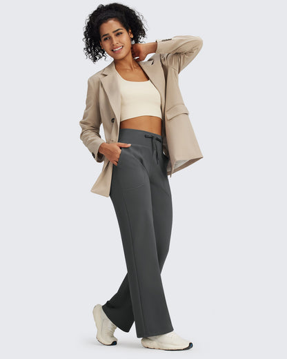 Pantalones EverGoing de cintura alta con cordón y forro polar