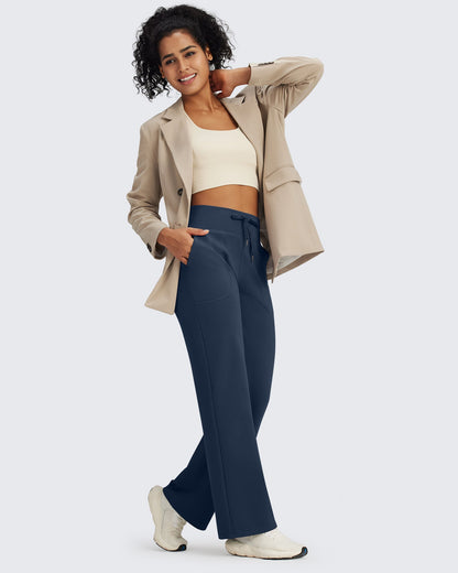 Pantalones EverGoing de cintura alta con cordón y forro polar