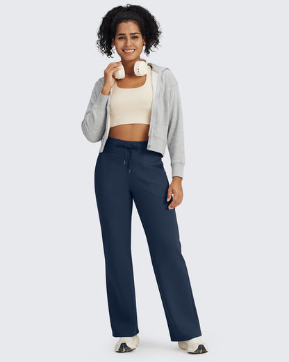 Pantalones EverGoing de cintura alta con cordón y forro polar