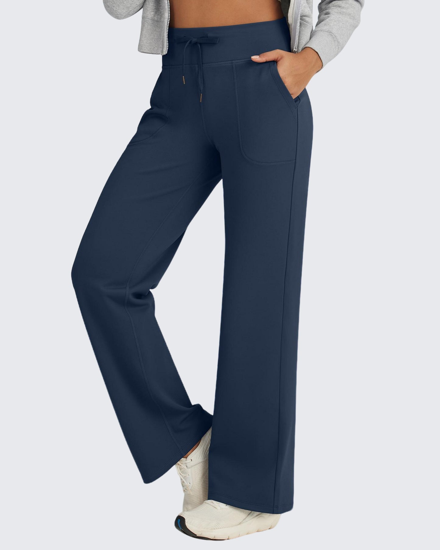 Pantalones EverGoing de cintura alta con cordón y forro polar