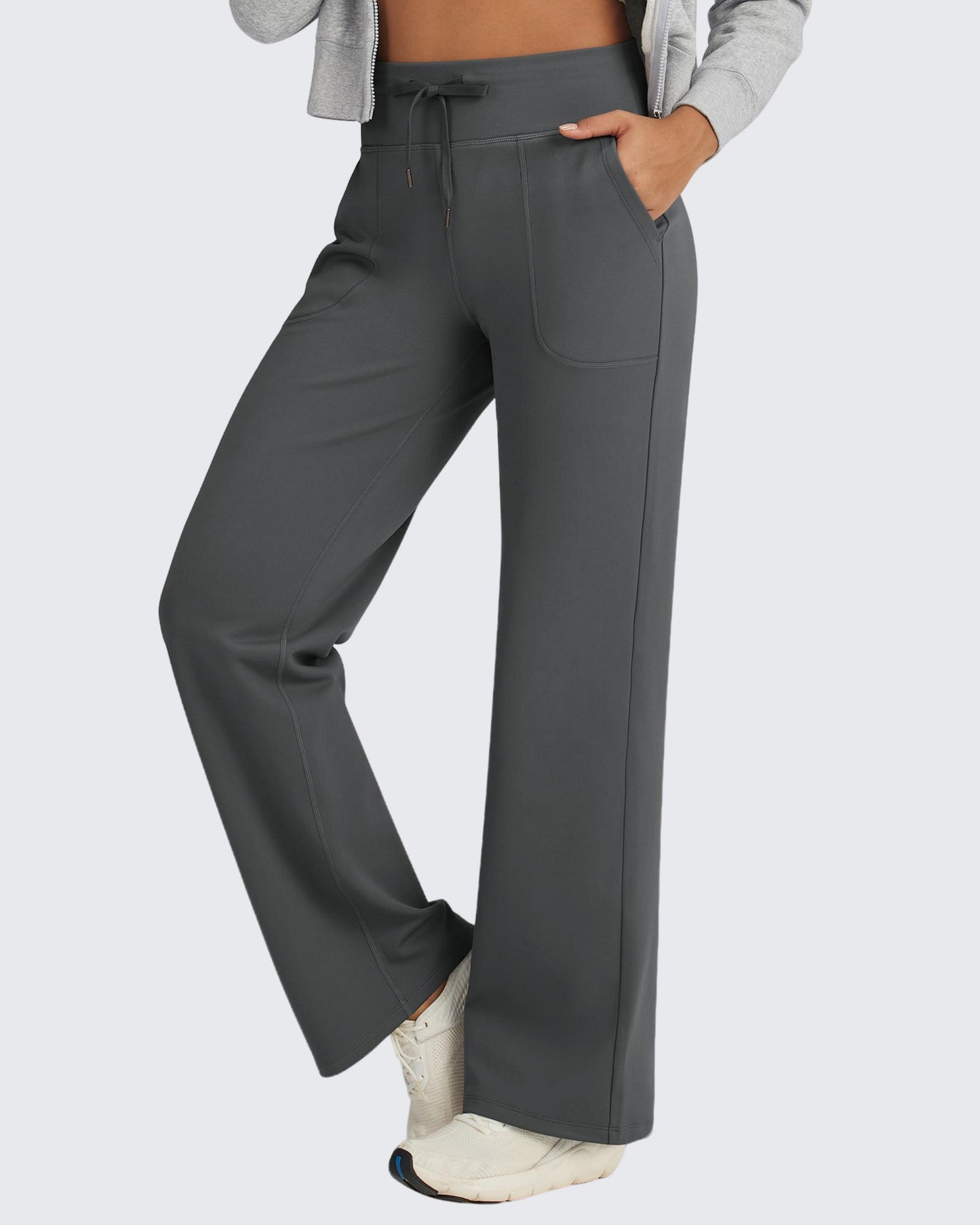 Pantalones EverGoing de cintura alta con cordón y forro polar