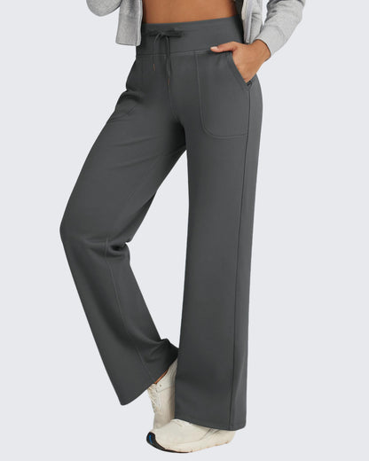 Pantalones EverGoing de cintura alta con cordón y forro polar
