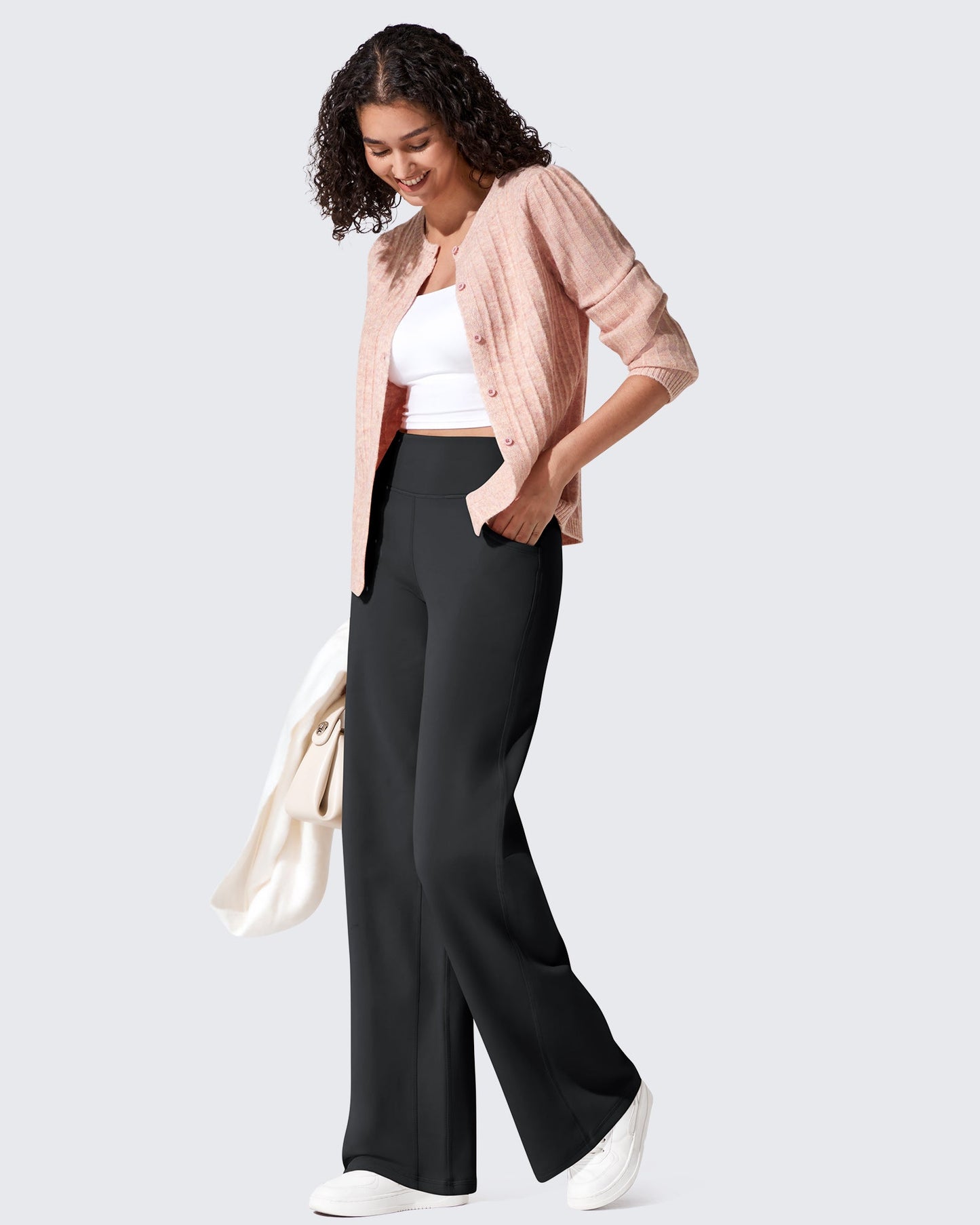 Pantalones térmicos de cintura alta y pierna ancha con forro polar EverGoing