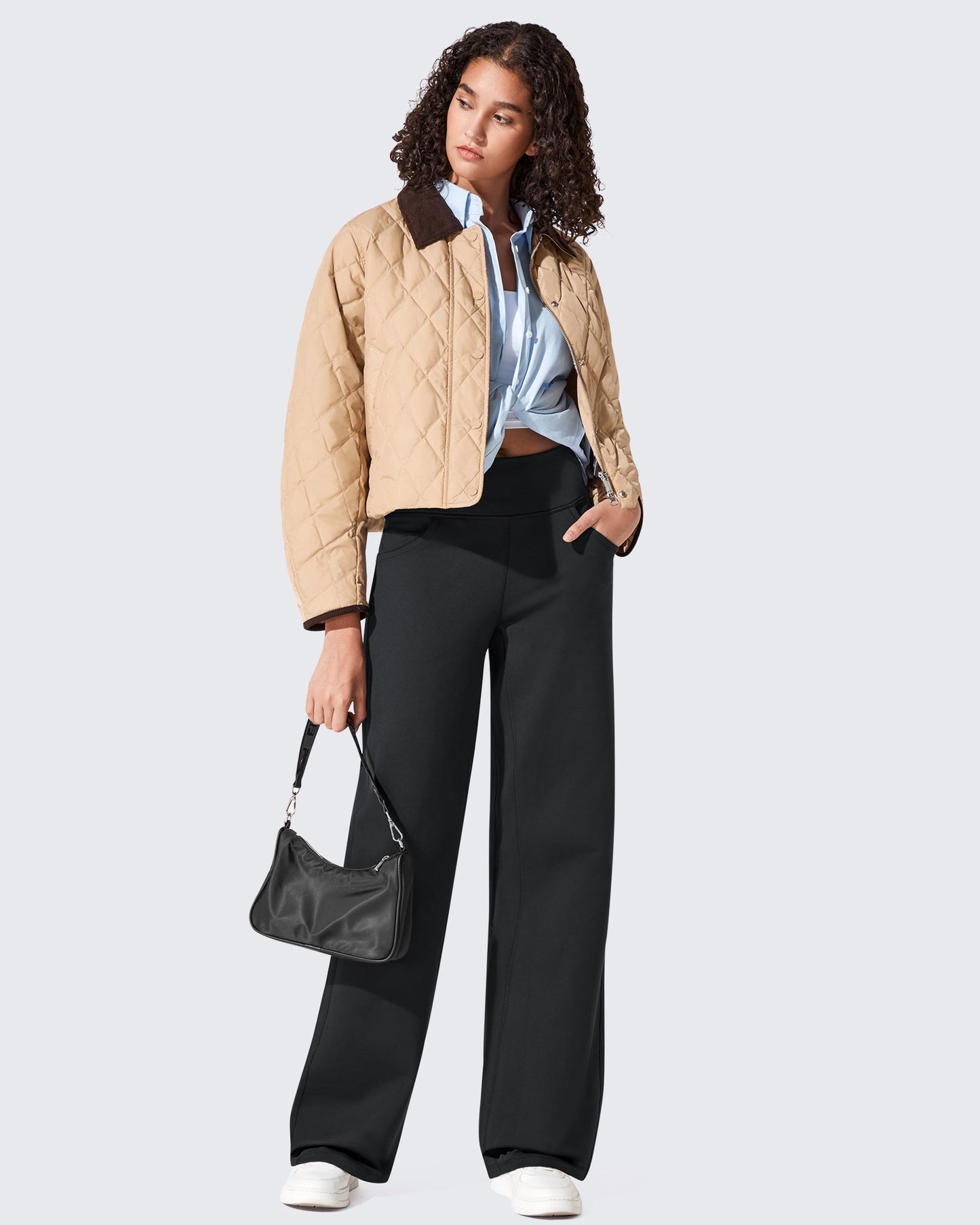 Pantalones térmicos de cintura alta y pierna ancha con forro polar EverGoing