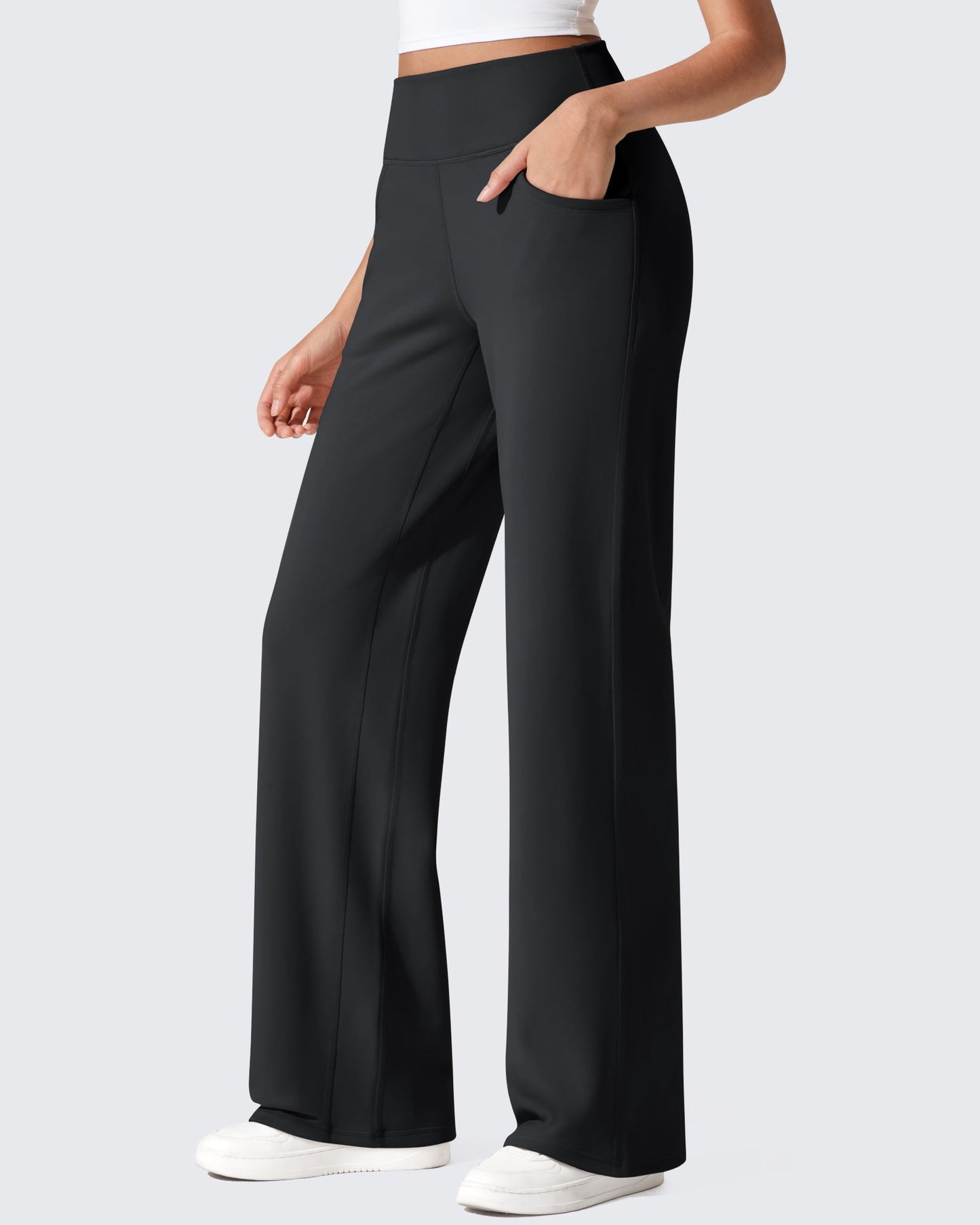 Pantalones térmicos de cintura alta y pierna ancha con forro polar EverGoing