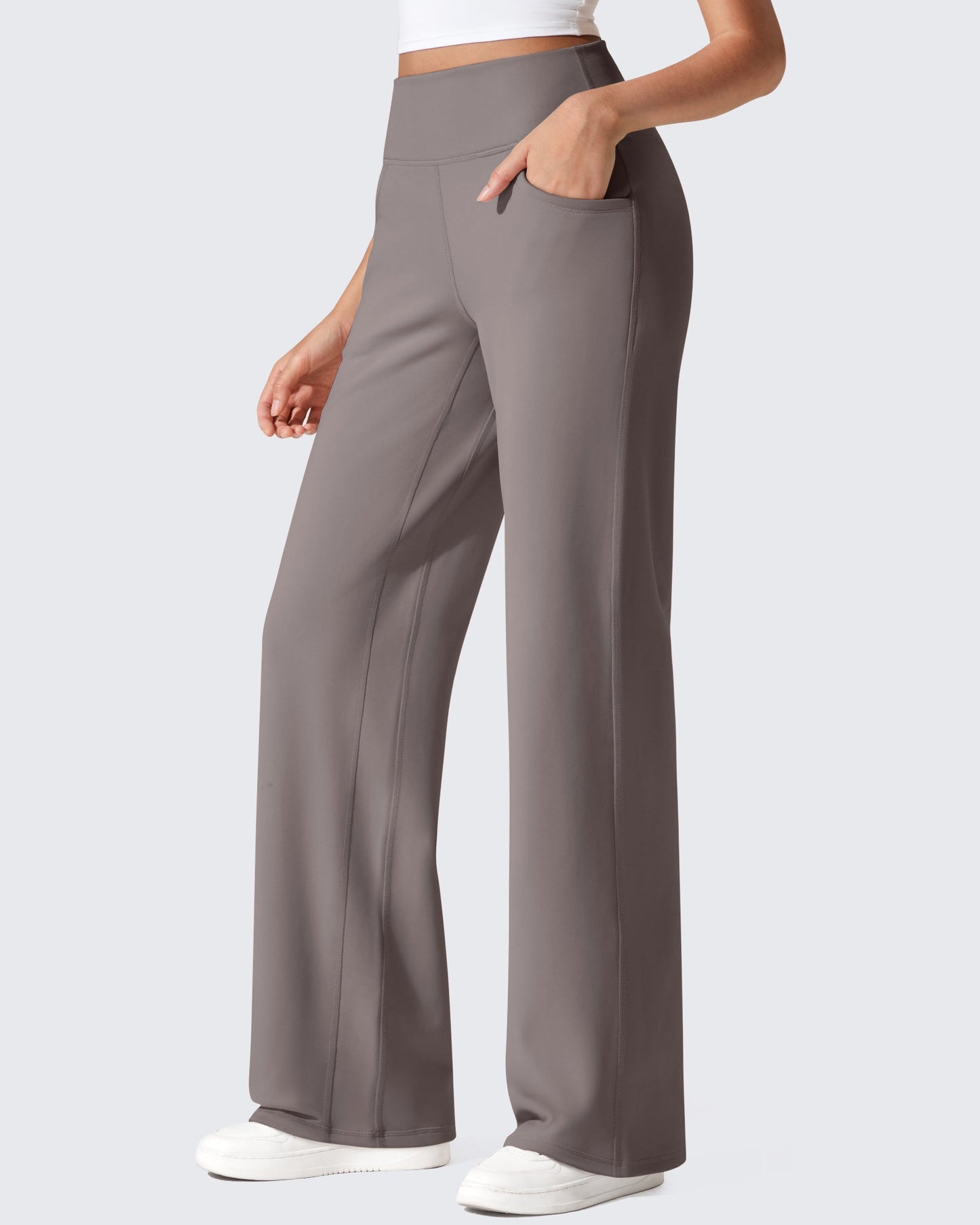 Pantalones térmicos de cintura alta y pierna ancha con forro polar EverGoing