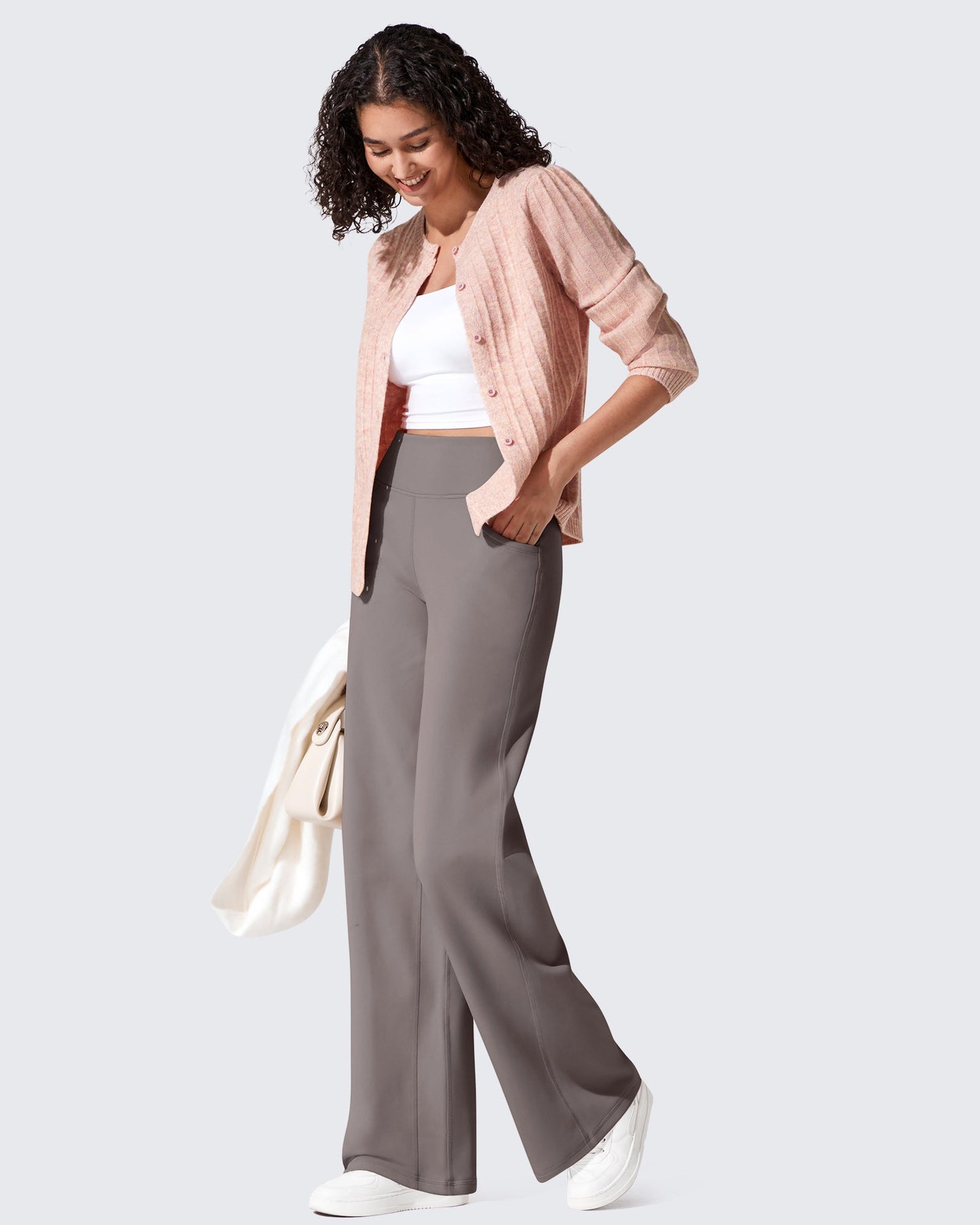 Pantalones térmicos de cintura alta y pierna ancha con forro polar EverGoing