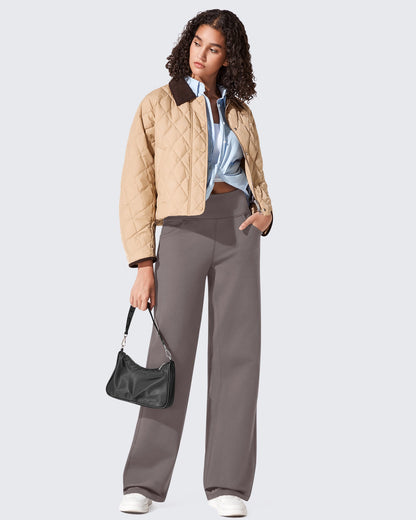 Pantalones térmicos de cintura alta y pierna ancha con forro polar EverGoing