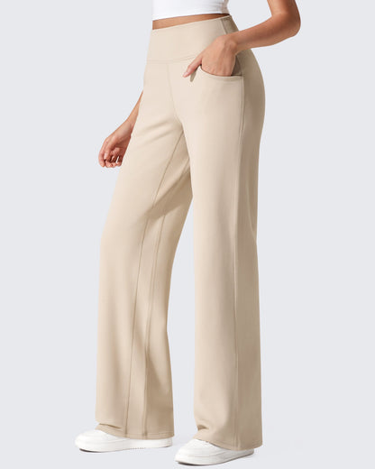 Pantalones térmicos de cintura alta y pierna ancha con forro polar EverGoing