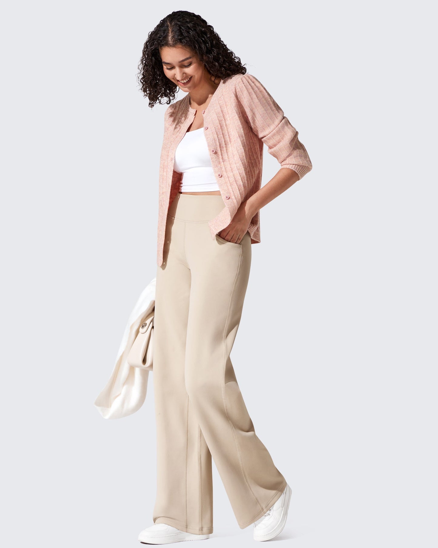 Pantalones térmicos de cintura alta y pierna ancha con forro polar EverGoing
