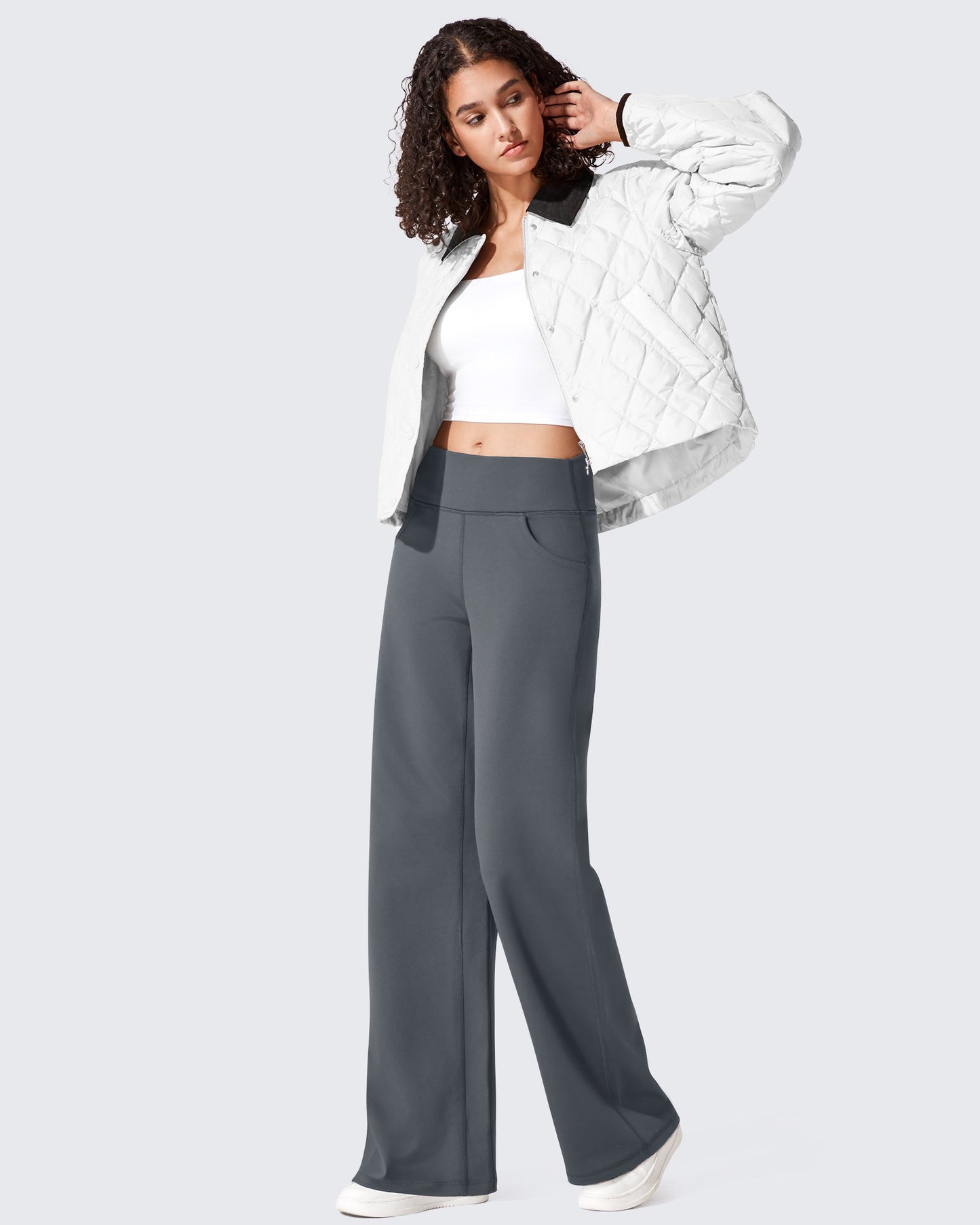 Pantalones térmicos de cintura alta y pierna ancha con forro polar EverGoing