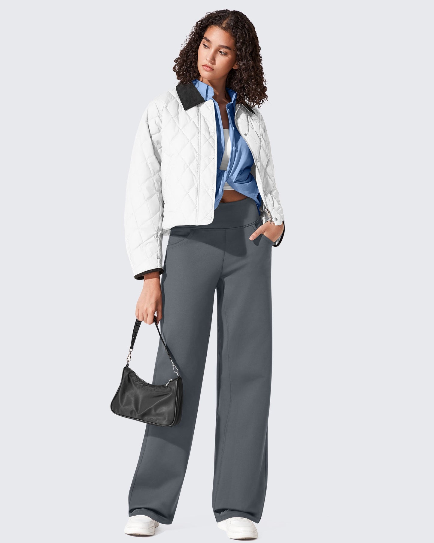 Pantalones térmicos de cintura alta y pierna ancha con forro polar EverGoing